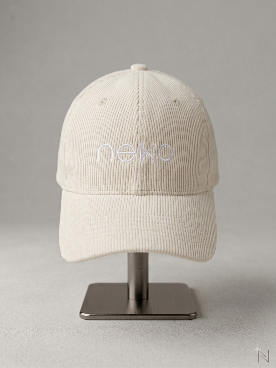 White corduroy hat