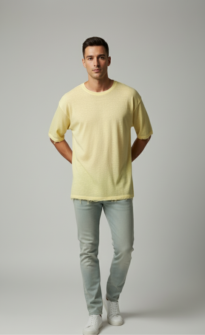 חולצת 100 אחוז פשתן צהובה